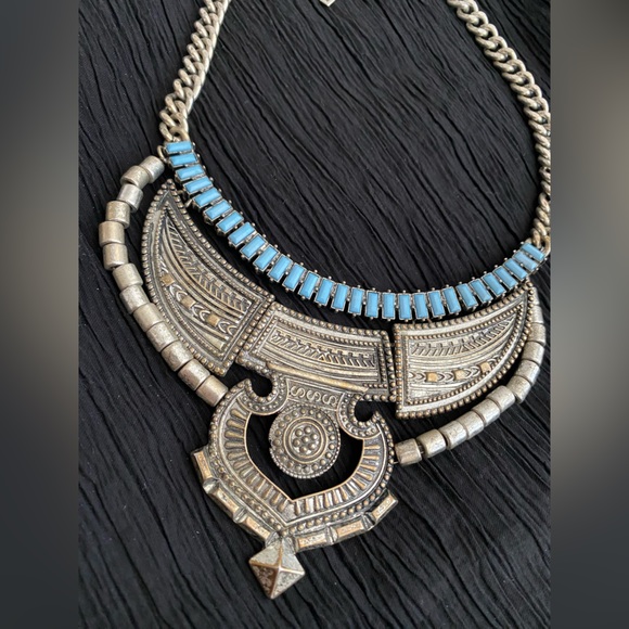 Sugarfix By Bauble Bar Silver-tone Statement Turquoise Dangling Bib - Picture 3 of 15